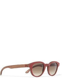 Isaia Round Frame Wood And Jersey Sunglasses
