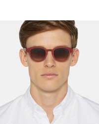 Isaia Round Frame Wood And Jersey Sunglasses