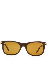 Brioni Round Horn Polarized Sunglasses Brown