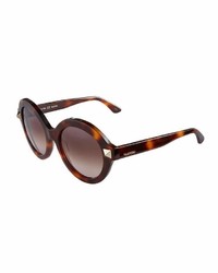 Valentino Round Rockstud Sunglasses Brown
