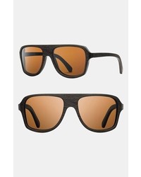 Shwood Ashland 56mm Polarized Wood Sunglasses Dark Walnut Brown One Size
