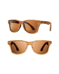 Shwood Canby 54mm Polarized Sunglasses Zebrawood Brown One Size