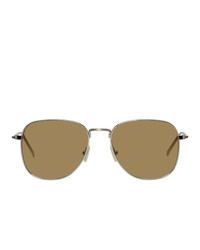 Victoria Beckham Silver And Brown Metal Fine Square Sunglasses