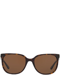 Tory Burch Slim Square Polarized Sunglasses Brown Tortoise