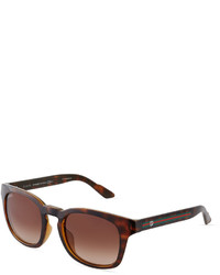 Gucci Square Havana Plastic Sunglasses W Web Arms Brown
