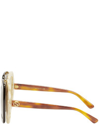 Gucci Tortoiseshell Large Square Flip Up Sunglasses