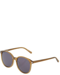 Saint Laurent Translucent Oval Plastic Sunglasses Olive
