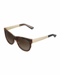 Gucci Two Tone Modified Cat Eye Acetate Sunglasses Havanagold