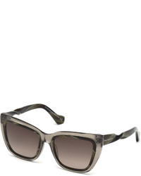 Balenciaga Two Tone Twisted Cat Eye Sunglasses Transparent Grayolive