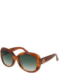 Gucci Universal Fit Acetate Butterfly Sunglasses Brown Havana