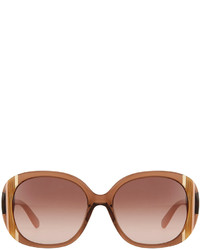 Salvatore Ferragamo Universal Fit Striped Butterfly Sunglasses Brown