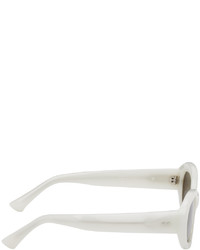 Dries Van Noten White Linda Farrow Edition Oval Sunglasses