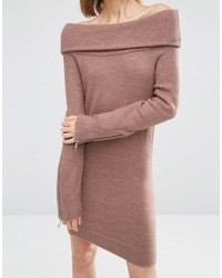 Asos Sweater Dress With Off Shoulder