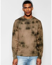 Asos Brand Tie Dye Sweatshirt In Khaki