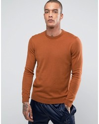 Asos Cotton Sweater In Dark Tan