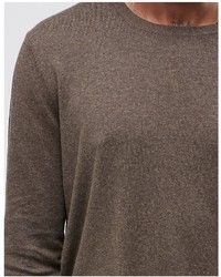 Asos Cotton Sweater With Curved Hem In Light Brown
