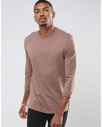 Asos Longline T Shirt With 34 Roll Sleeve