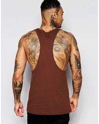Asos Brand Tank With Extreme Racer Back In Brown
