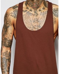 Asos Brand Tank With Extreme Racer Back In Brown