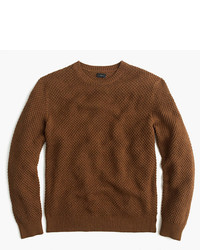 Brown Textured Crew-neck Sweater