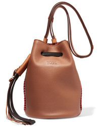 Tod's Gypsy Textured Leather Bucket Bag Brown