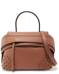 Tod's Wave Medium Embellished Textured Leather Tote Tan