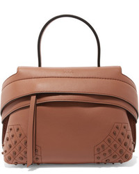 Tod's Wave Medium Embellished Textured Leather Tote Tan