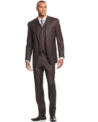 Sean John Olive Pindot Vested Classic Fit Suit