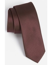 Hugo Woven Silk Tie Brown Regular