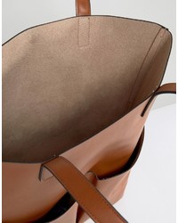 Glamorous Pocket Tote Bag In Tan
