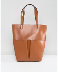 Glamorous Pocket Tote Bag In Tan