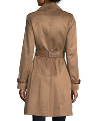 Via Spiga Double Breasted Faux Suede Trenchcoat