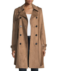 Via Spiga Double Breasted Faux Suede Trenchcoat