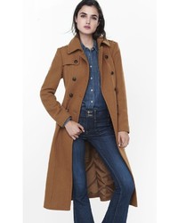 Express Brown Wool Blend Long Trench Coat