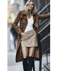 Express Brown Wool Blend Long Trench Coat
