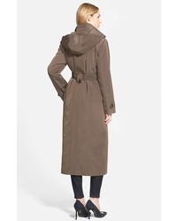 London Fog Long Single Breasted Trench Coat With Inset Bib