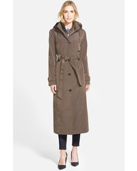 London Fog Long Single Breasted Trench Coat With Inset Bib