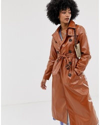 Warehouse Patent Trench Coat In Tan
