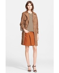 Belstaff Suede Trench Coat With Ombr Fringe