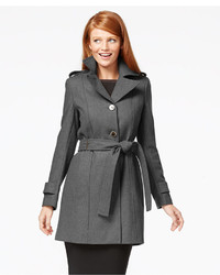 Calvin Klein Three Button Belted Wool Trench Coat