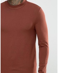 Asos Longline Muscle Long Sleeve T Shirt With Turtleneck And Curve Hem