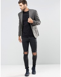 Asos Brand Skinny Suit Jacket In Tweed