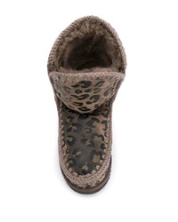 Mou Animal Print Eskimo Ankle Boots