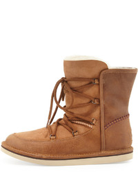 UGG Lodge Fur Lined Lace Up Boot Chestnut