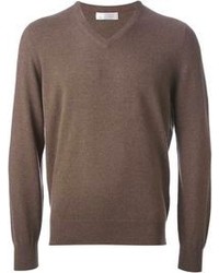 Brown V-neck Sweater