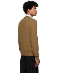 Comme Des Garcons Play Brown Knit Double Heart V Neck