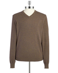 Black Brown 1826 Cashmere V Neck Sweater