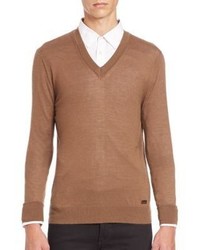 Burberry London Regal V Neck Brown Cashmere Sweater