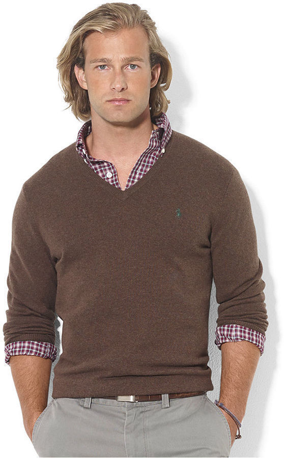 Bloedbad Verdachte kunstmest Polo Ralph Lauren Sweater V Neck Merino Wool Sweater, $125 | Macy's |  Lookastic
