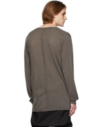 Rick Owens Taupe Oversized V Neck Sweater